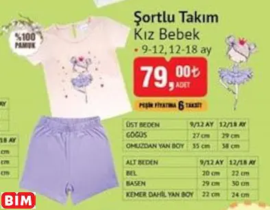 BABYCO ŞORTLU TAKIM KIZ BEBEK